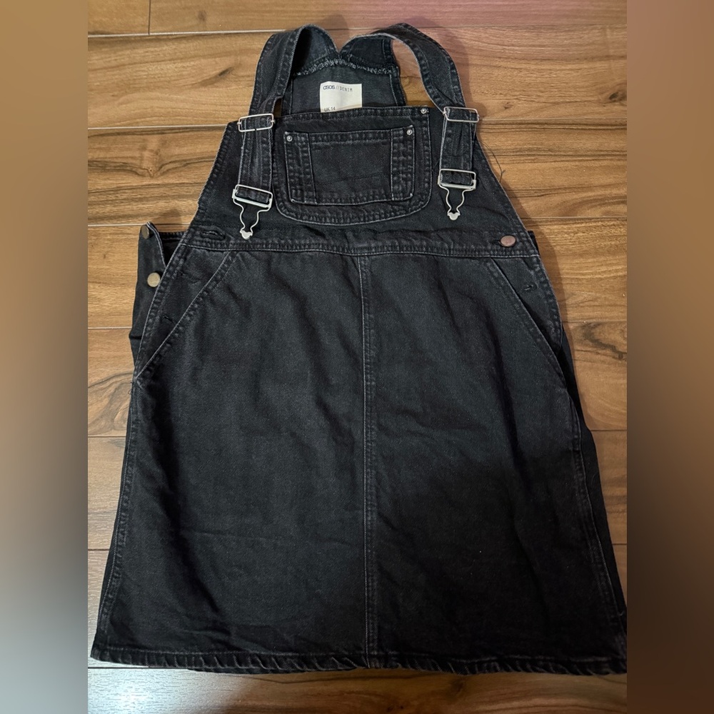 ASOS DESIGN 'original' denim overall dress in washed black